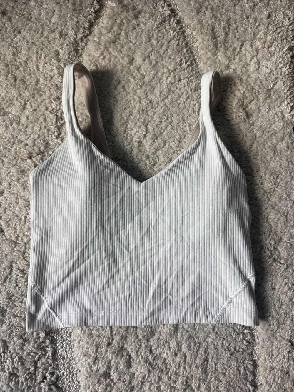 lululemon athletica White Ribbed V-Neck Crop Tank
